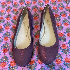 Garnet Hill Signature Ballet Flats soft metallic wine size 8.5